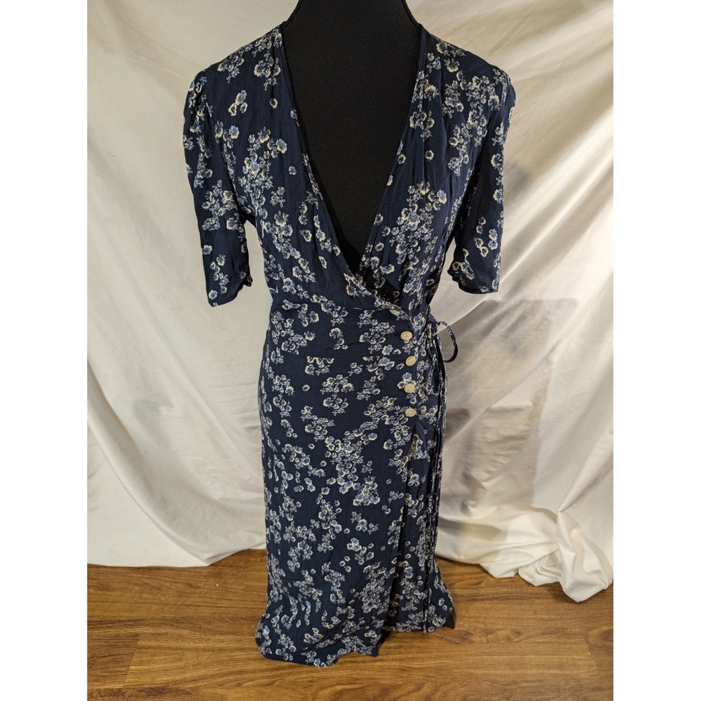 Rouje Paris Gabin True Wrap Navy Blue Floral Dress Size 36